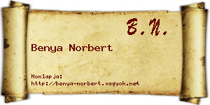 Benya Norbert névjegykártya